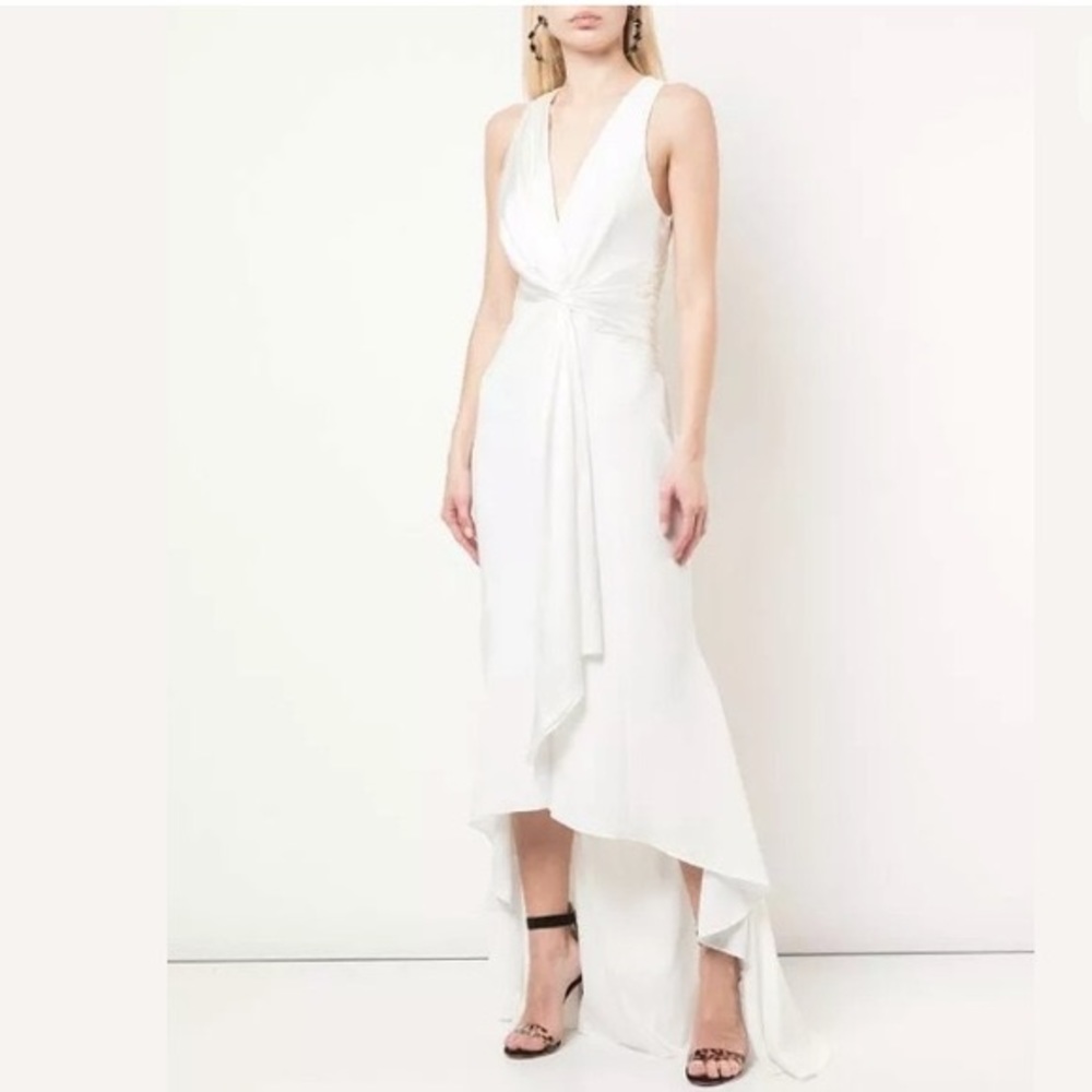 Cinq à Sept Iris Plunging Twist High-Low Gown